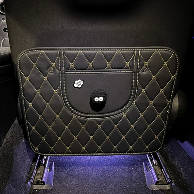 Chair back anti-kick pad Seat Back Anti-Dirty Protective Pad - small-briquettes-black-anti-kick-pad-short-style