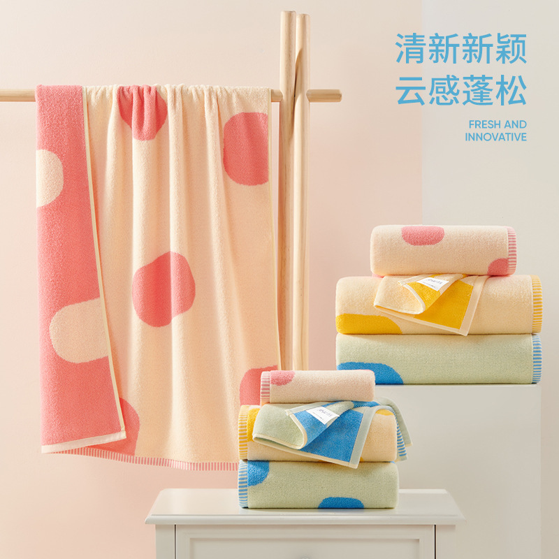 Jieyu Lemeng Youthful and Energetic Cute Ladies Pure Cotton Extra Thick Thick Soft Absorbent Large Bath Towel Custom Wholesale