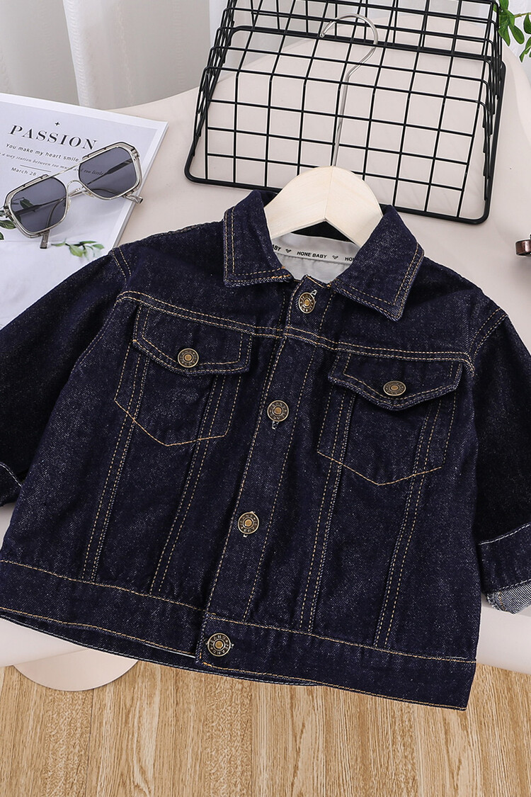 Cappotto da cowboy elegante per bambini, stile casual, primavera e autunno, 2024, colore puro, versatile, da ragazzo_voghion.com