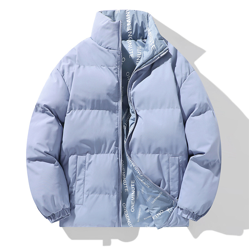 Chaqueta de algodón de pluma para hombres de invierno doble cara chaqueta de sombrero de marca de moda suelta abrigo de cuello vertical abrigo de abrigo caliente para hombres