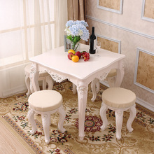 欧式新款4人组合餐桌正方形餐桌小户型家用木质方桌简约现代饭桌