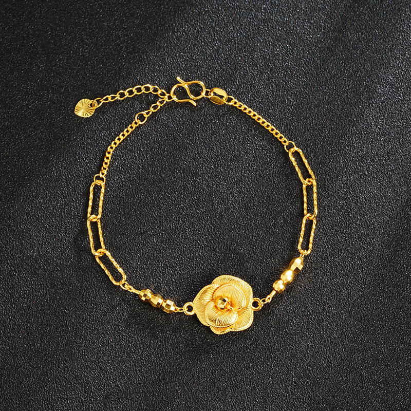 Mujeres de lujo ligero de oro vietnamita que se dedican a la pulsera de rosas, un largo tiempo no se desvanecerá, la fuente de joyas de nicho de alta calidad.