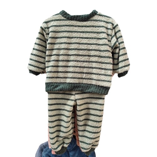 Children's Homecoming Dress Thick Winter Korean Style One-Sided Fleece Pajama Set for Big Kids, Unisex Two-Piece Set