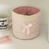 Sweetheart lace [cylindrical storage basket] (pink plaid)