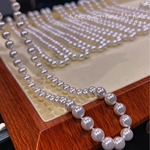 店主推荐正圆强光施家氛围感人造水晶珍珠项链实拍对版货