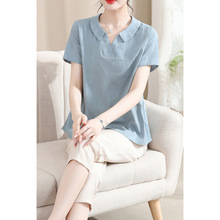 妈妈运动套装中年人女装短袖两件套夏装宽松岁60妇女薄款休闲套装