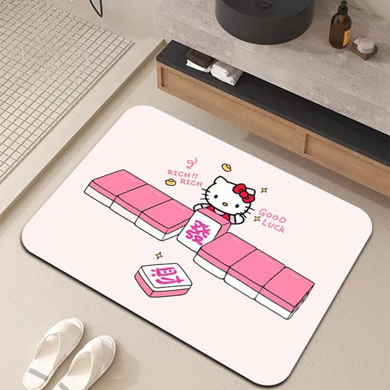 Ins-Style Diatom Mud Non-Slip Foot Mat, Bathroom Dirt-Resistant Absorbent Floor Mat, Bedroom Kt Cat No-Wash Quick-Dry Carpet