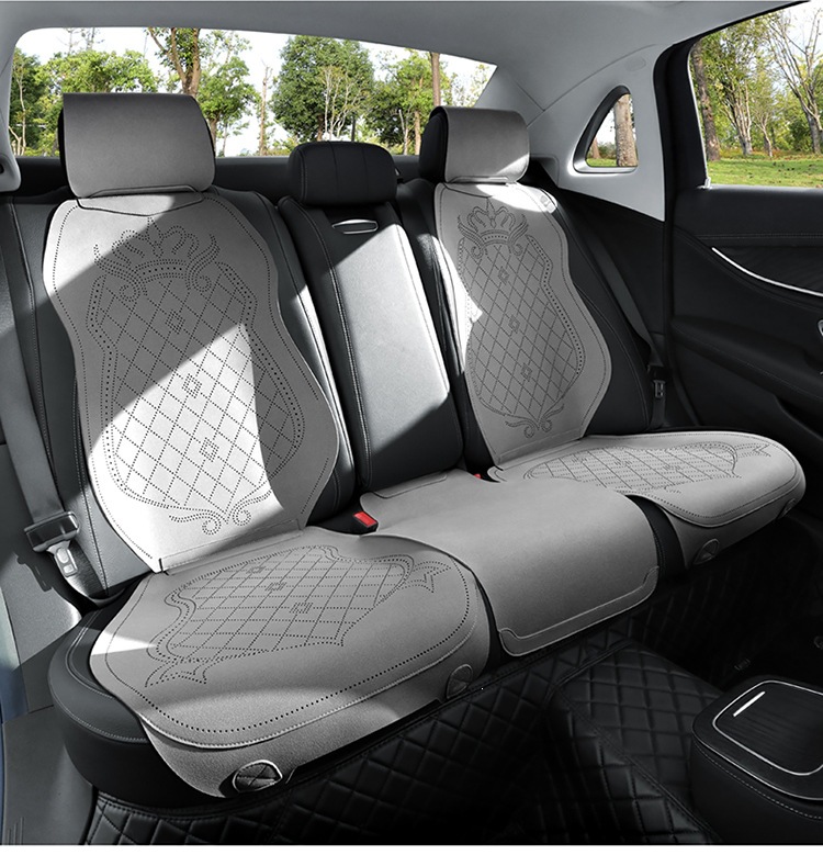 2026 New Crown Suede Leather Car Seat Cushion, Suitable for All Seasons, Small Waist Design, Model MA12