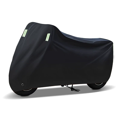 Cross-border Motorcycle Cover Sun and Rain Cover Universal Oxford Raincoat Special Car Cover Motorcycle Rain and Dust Cover (Car clothing) - no-190t-m-pure-black-with-green-reflective-strips