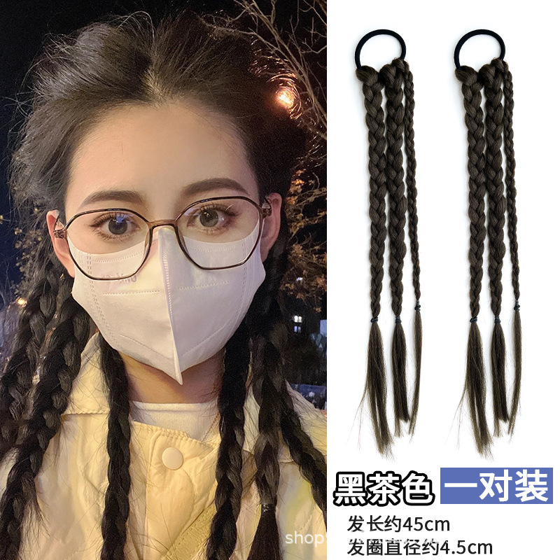 세 가닥 땋기(짙은 갈색) 한 쌍