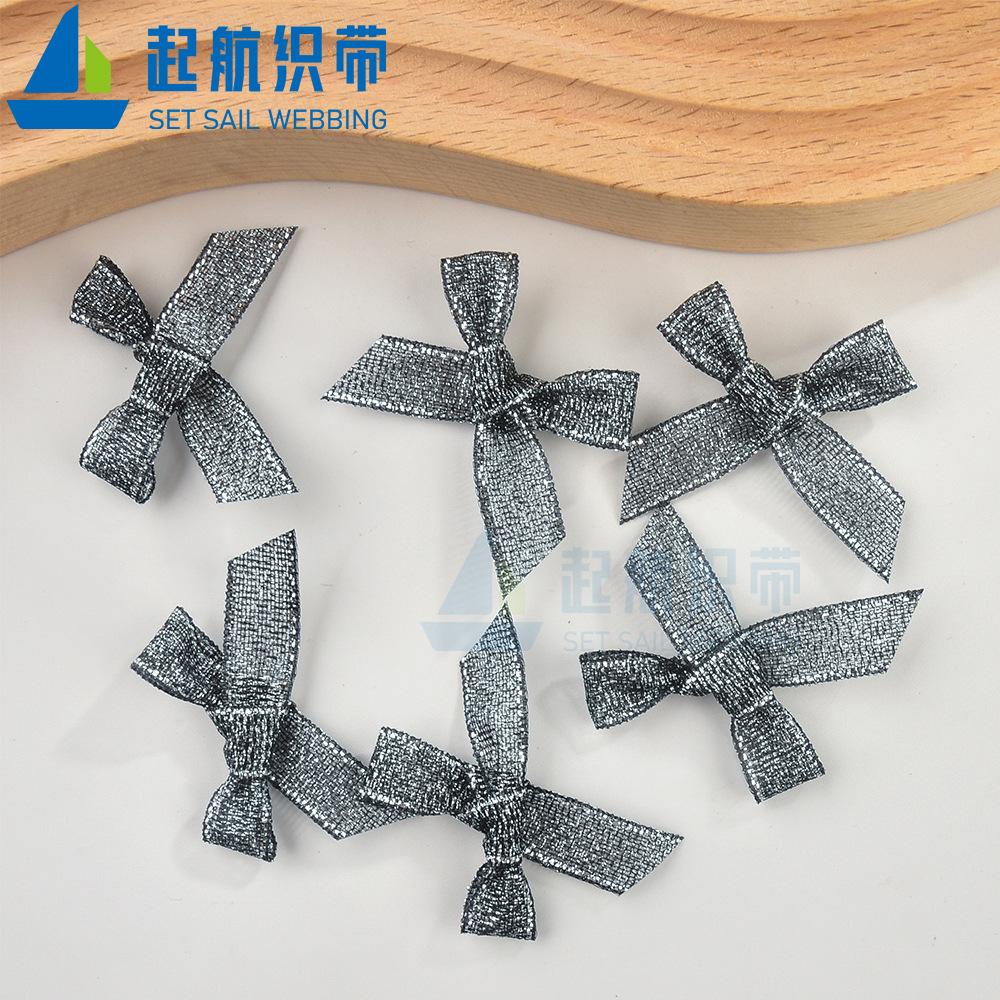 1CM黑金蔥蝴蝶結禮物包裝禮盒裝飾聖誕樹掛件裝飾蝴蝶結批發