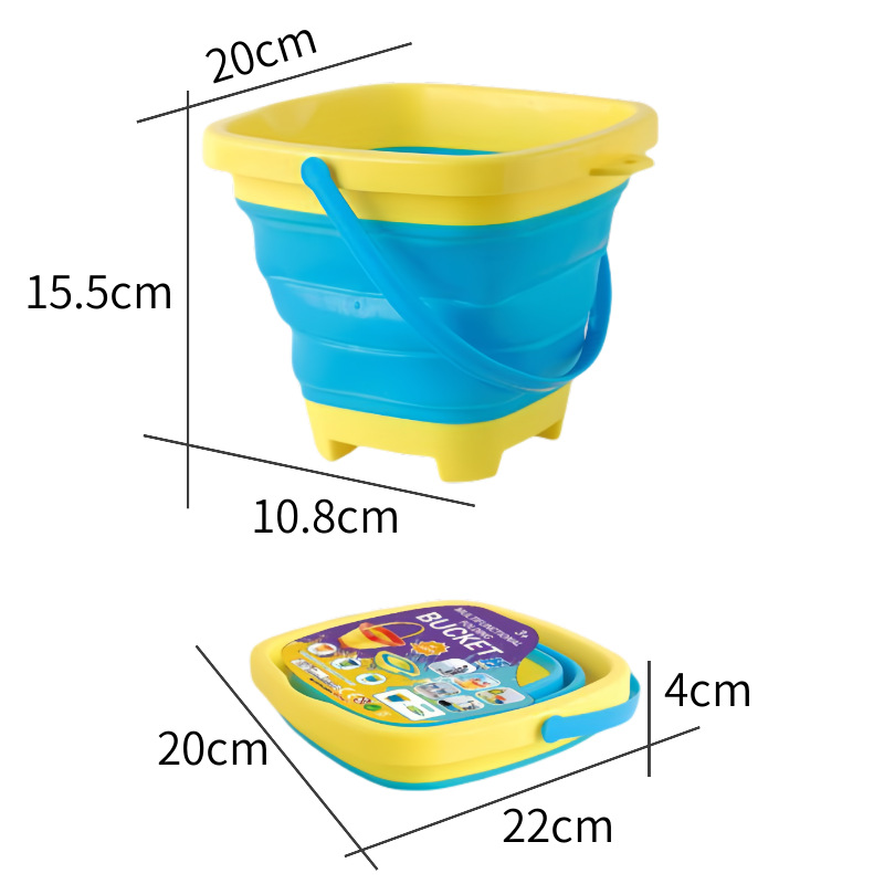 Barril de mano de castillo de playa plegable transfronterizo 2L bebé jugando en el agua arena goma suave retráctil cubo de silicona al por mayor