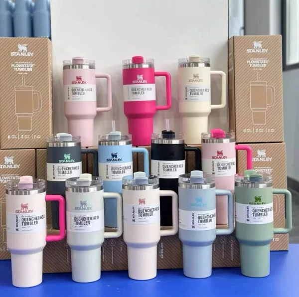 Cross-Border Stanle Thermos Cup, Stainless Steel Sports Water Bottle, Large Capacity, Handle, Straw Cup, Fashionable Portable Carry Cup