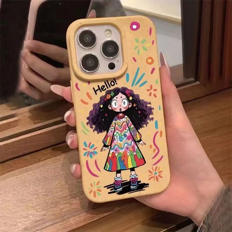Funda para teléfono iphone16promax para chica rizada linda Apple 15 anti-caída 14pro chica 13/12