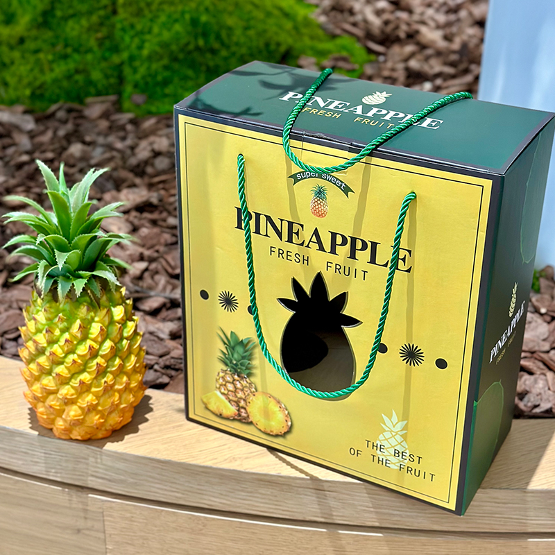 Caja de embalaje de piña de dos gránulos, piña rosa, diamante de oro, caja de regalo general de Hainan, Taiwán, caja vacía, caja de mano