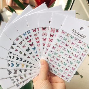 New Spring Butterfly Nail Stickers Cross-border E-commerce Nail Accessories Color Butterfly Nail Stickers Me273-284