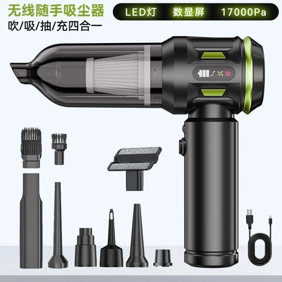 with Power Display, Portable Brushless | Tozsoranlar - sn113-brushless-blow-suction-integrated-vacuum-cleaner-with-power-display-black-and-green