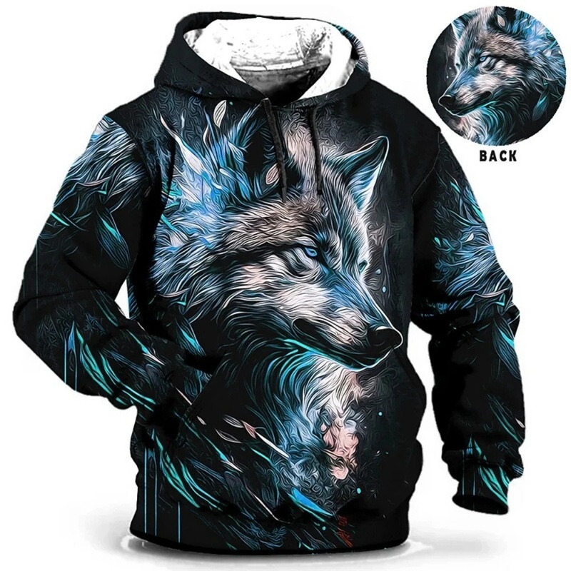 Vintage Tiger Men's Hoodie 3D Printed Top Fashion Animal Pattern Long Sleeve Men's Hooded Sweatshirt