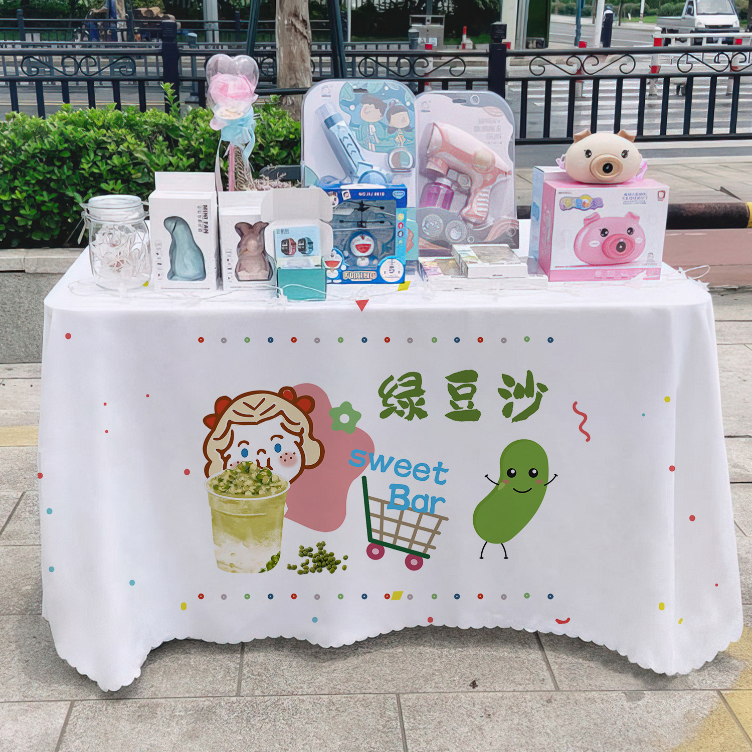 Mesa de arena de frijoles verdes, mesa de publicidad, mesa de mesa