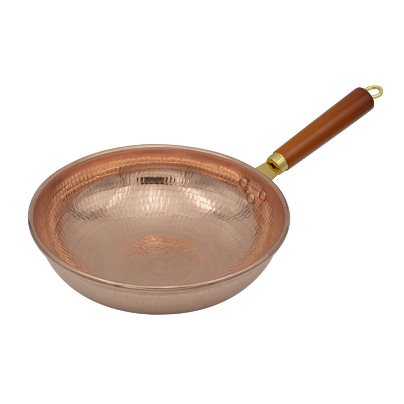 Restaurante tienda de aperitivos pequeña olla de cobre olla de arroz olla de harina de arroz gruesa mano de gas de fondo plano de gas de un solo mango olla de fritación de verduras