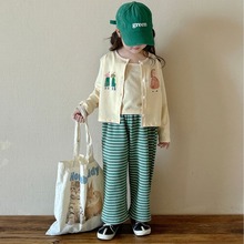 2024春季新款 女童洋气卡通套装韩版宝宝时髦吊带背心+开衫两件套