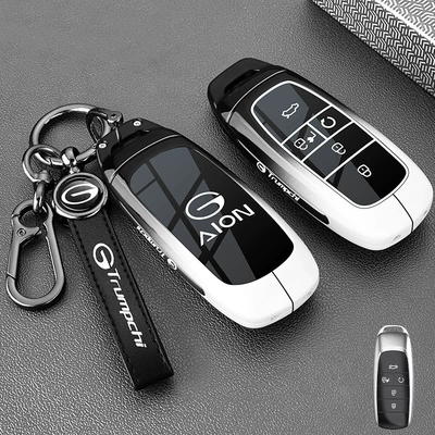 Static Rod/Key Bag | Car Metal Buckle Shell - f-type-aian-round-leather-buckle-black-and-white