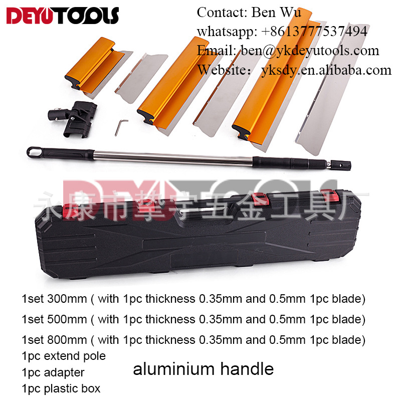 Varilla larga pared masilla mortero de cemento pintura de yeso suavizado lote gris raspador de acero inoxidable caja de plástico traje