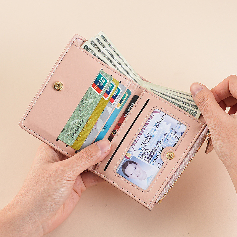 Nuevo monedero de cambio corto y simple transfronterizo, bolsa de monedas con cremallera mini ultra delgada multi-tarjeta bolso de botón de billetera