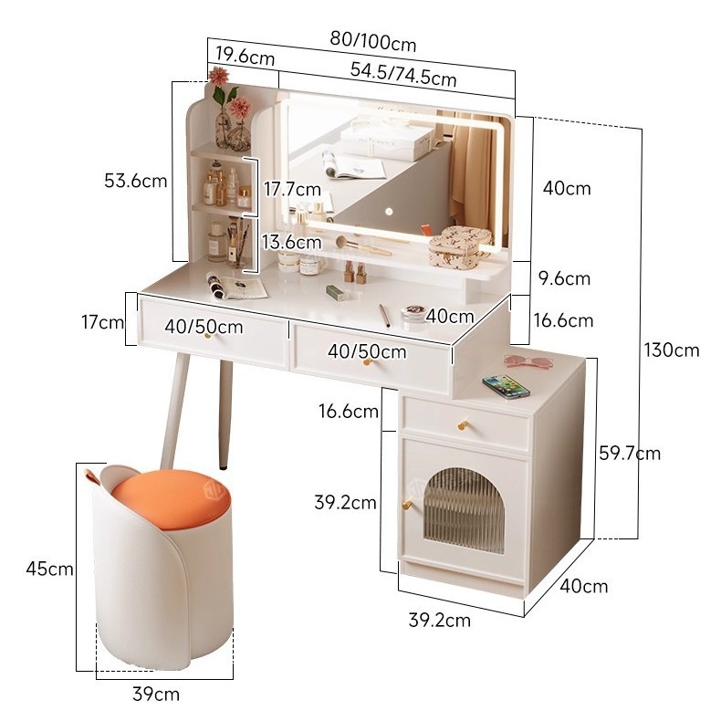 Gabinete de almacenamiento de lujo ligero en un dormitorio moderno simple gran capacidad mesa de maquillaje blanca mesa de maquillaje de alta calidad