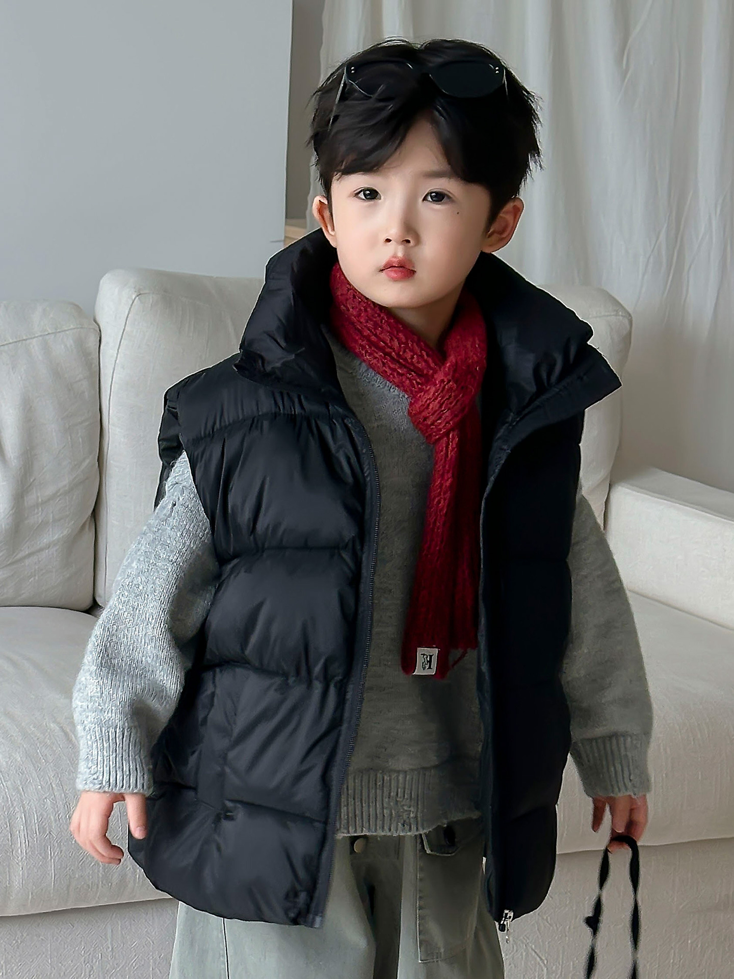 Otoño y invierno, chaleco de algodón de pluma para niños y niñas, chaleco de hombro de cuello alto para niños de mediana edad, exclusivamente para transfronterizos