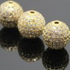 Copper beads, crystal, micro incrustation, 14 carat, golden color, wholesale, 6mm