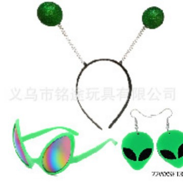Alien divertido diadema gafas Halloween vestido fiesta suministros Alien cabeza hebilla gafas Festival traje