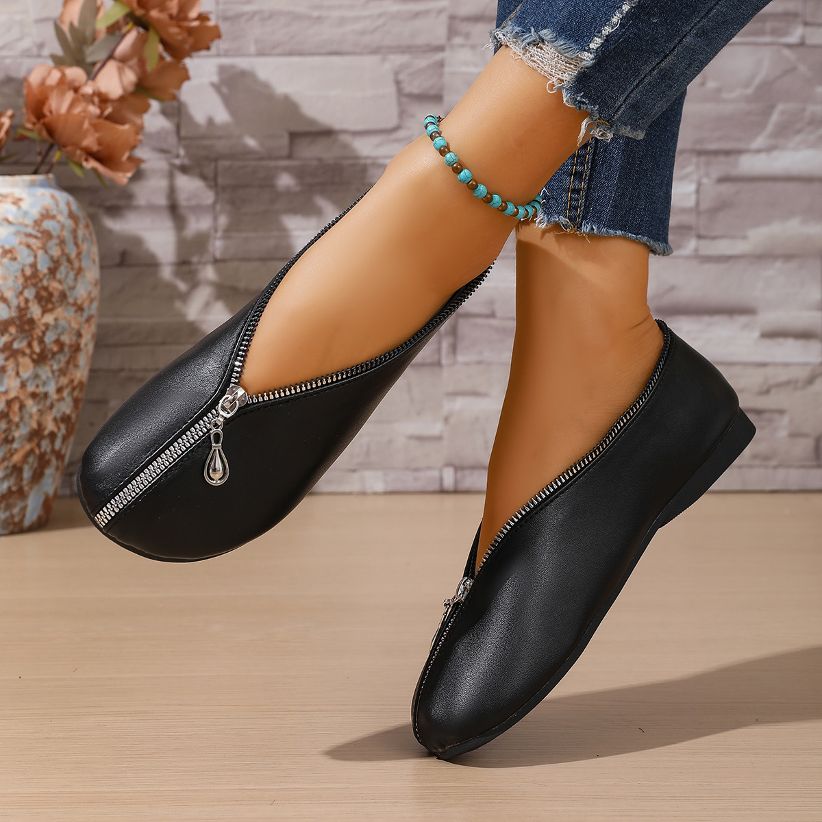 Mocassini donna comodi scarpe basse slip on con cerniera_voghion.com