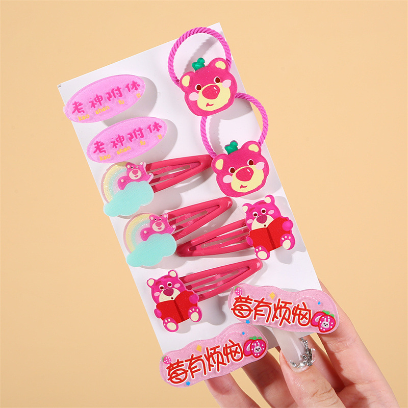 6#Rose red berry has trouble hairpins and rubber bands ten-piece bag set