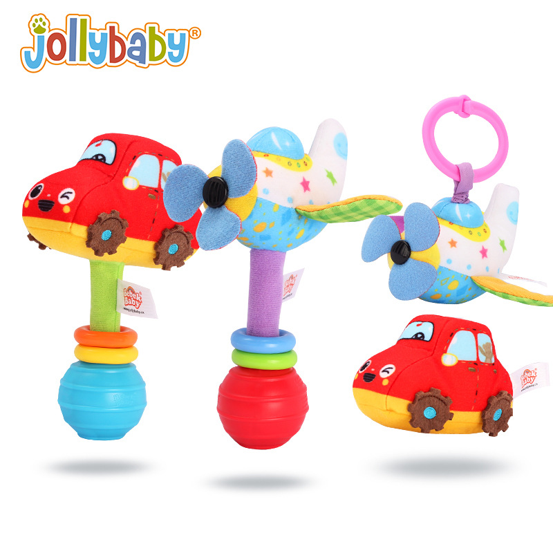 Jollybaby交通工具認知嬰兒玩具批發寶寶安撫新生兒手搖鈴掛件