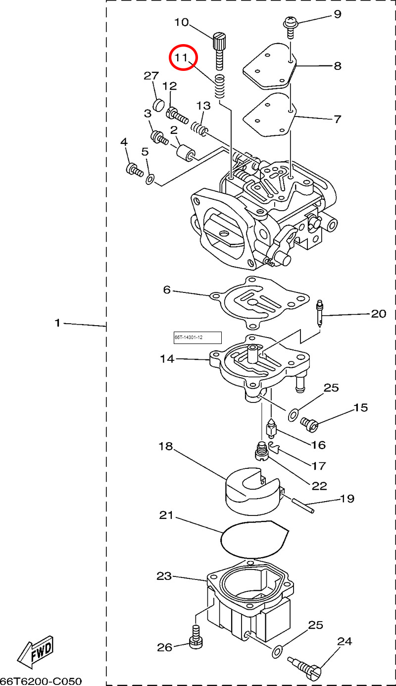 11)翟墨DEMONS舷外机船外挂机橡皮艇冲锋舟6J8-14334-00