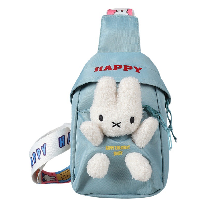 Moda niños nuevo pequeño pecho bolsa de dibujos animados lindo conejito de peluche bolsa de mensajero versátil viaje ligero monedero