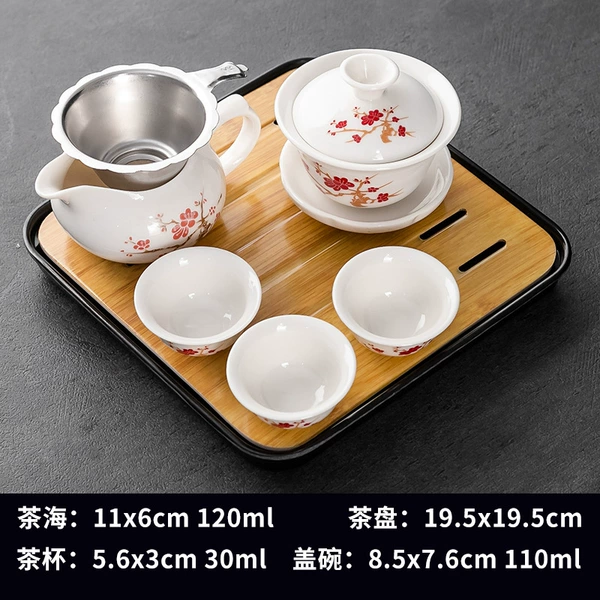 Proud Plum Blossom Set + Melamine Small Square Black Plate