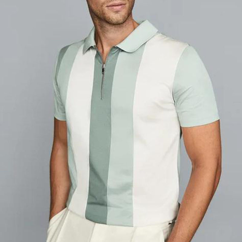 Camiseta Polo de Manga Corta con Cierre y Estampado 3D Informal para Hombre, Nueva Colección de Primavera para Exportación