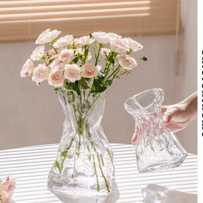 Цветочная композиция особой формы, ваза фэн-шуй, украшение для гостиной по половинной цене, стекло размером с мешок денег