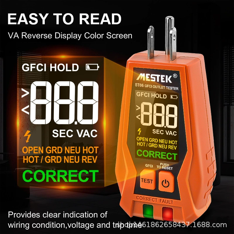 Розетка для определения фазы полярности питания Переключатель утечки для обнаружения внешней торговли США ST06