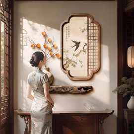 宋氏美学进门玄关壁挂走廊墙面壁灯氛围感墙饰柿柿如意装饰画壁饰