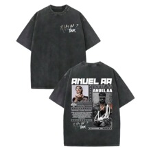 Vintage Washed Rapper Anuel AA World Tour 2025 Graphic T Shi