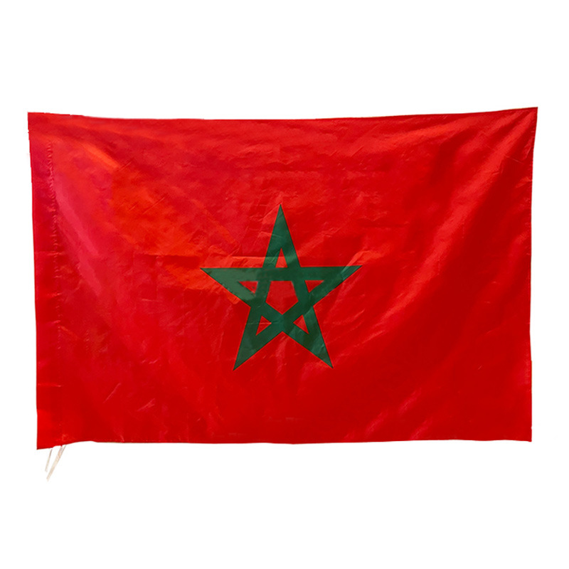 Bandera de la Copa del Mundo de tamaño completo Bandera Marroquí Elecciones al aire libre Celebración Bandera de poliéster Fabricante al por mayor