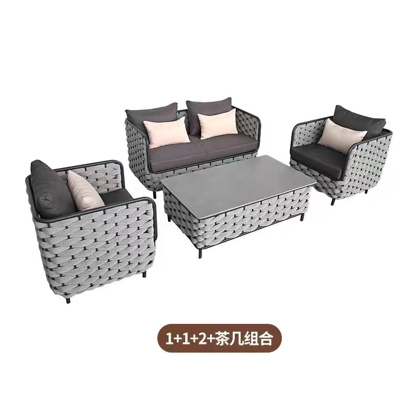 Ventas transfronterizas directas al aire libre de aleación de aluminio caña sofá casual minimalista villa patio terraza hotel interior y exterior