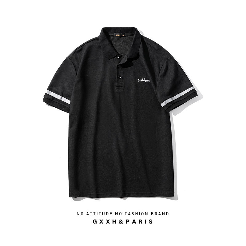 Marca de moda más tamaño de los hombres más el tamaño Polo de los hombres suelta casual bordado solapa manga corta Polo camisa