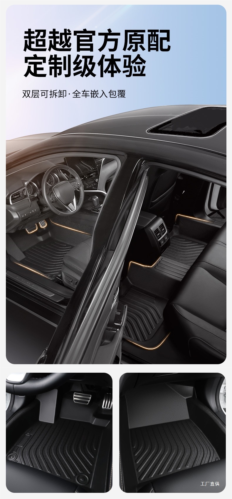Tpe Car Floor Mats for Specific Models, New and Old Models, One-Piece Molded Interior Full Surround Wire Loop Carpet Peihui