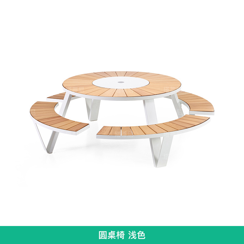 Hotel público al aire libre jardín Muebles de aleación de aluminio Silla de comedor Patio al aire libre de una sola pieza de mesa y silla combinación de cafetería titular de la tarjeta image 7