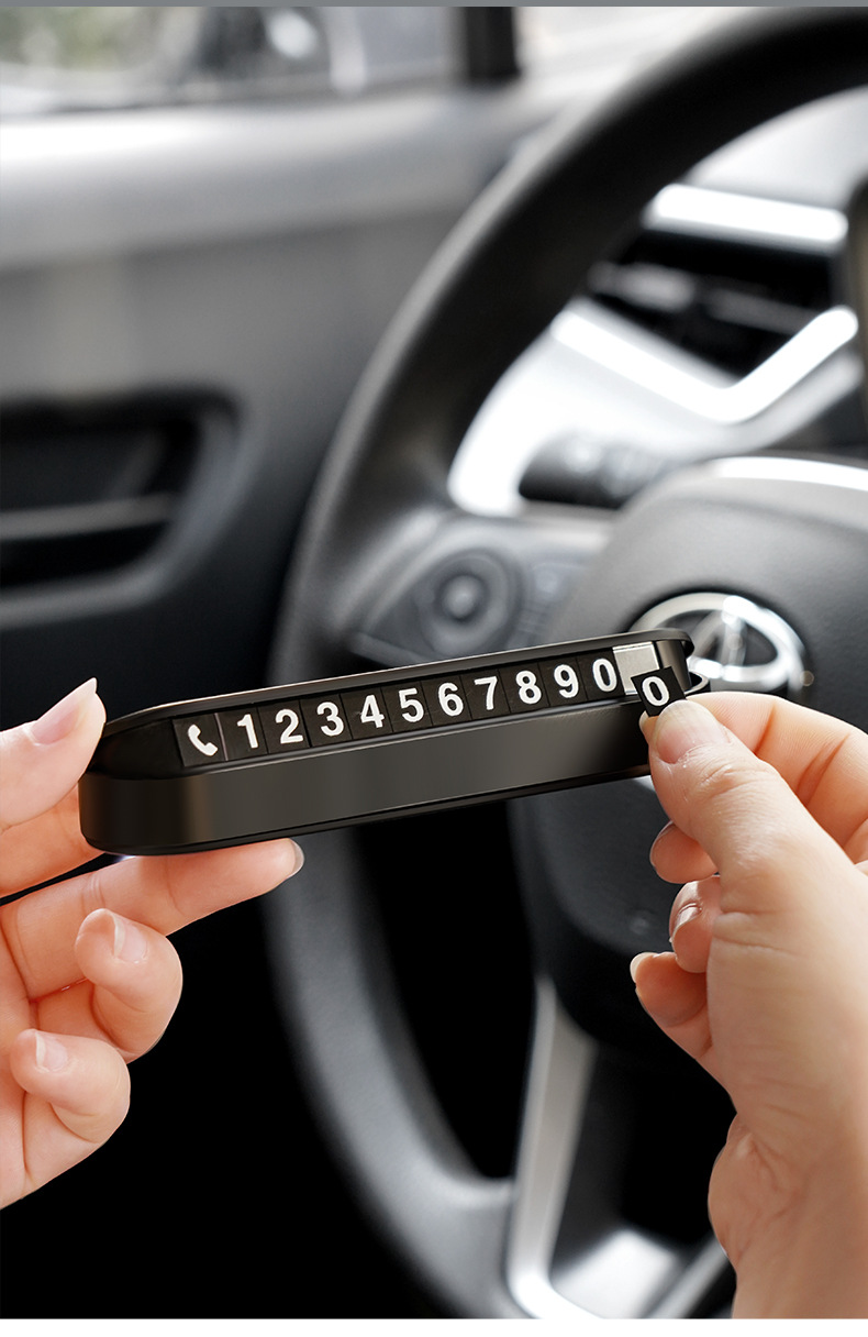 Temporary Parking Number Plate for Moving Car, Car Ornaments, Luminous Car-Mounted High-End Leather Moving License Plate