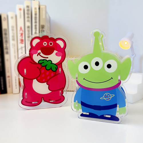 Strawberry Bear Cartoon Acrylic Cute Pen Holder Student Desk Stationery Storage Box Makeup Brush Storage Bucket